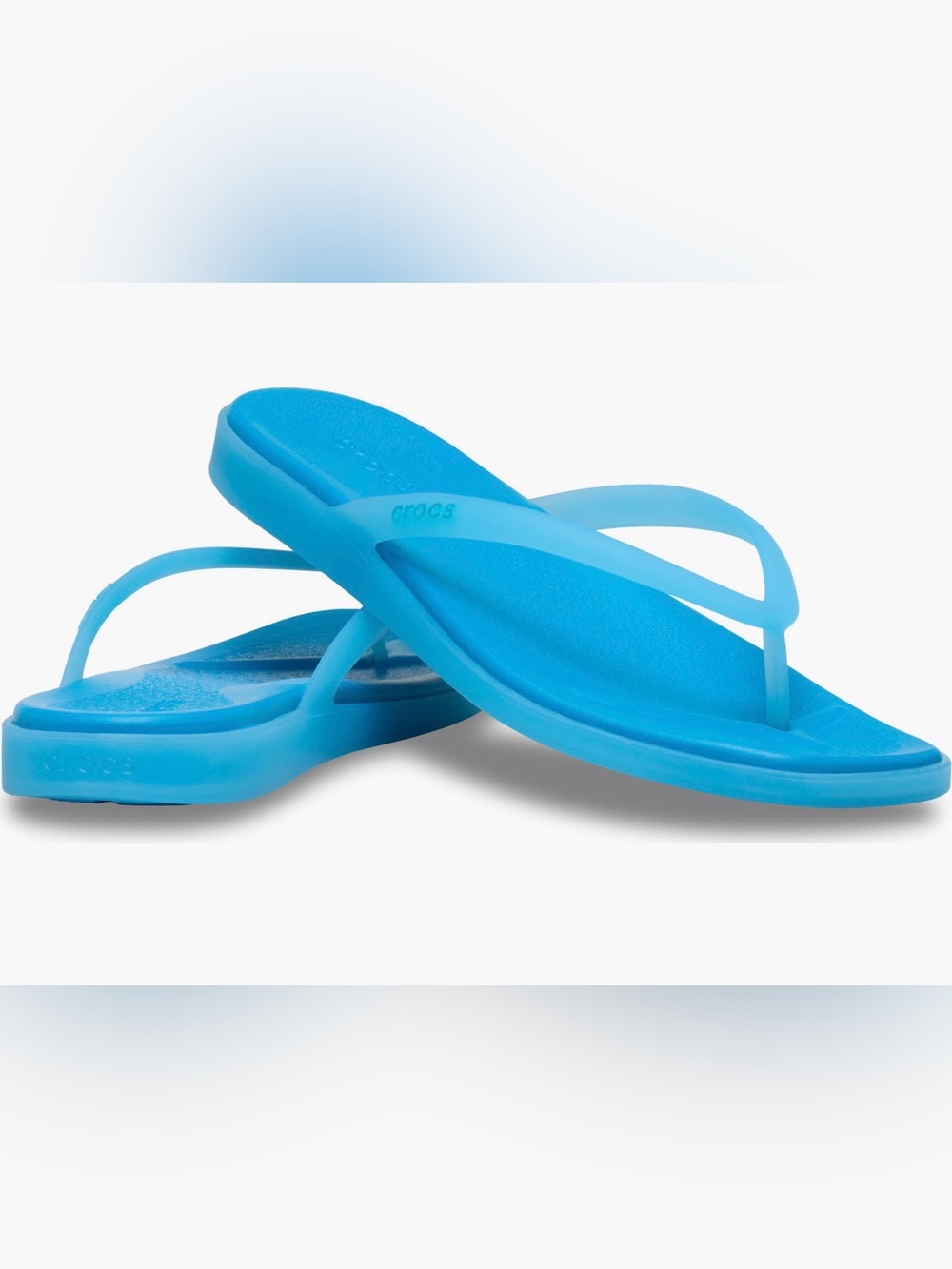 NWT. CROCS, size 6, Miami Frosted Blue, Flip Flops